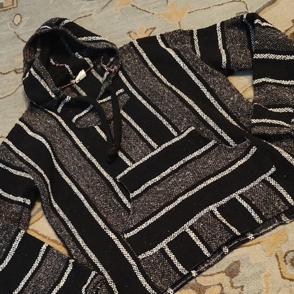Black and Gray Striped Iconic Blanket Hoodie